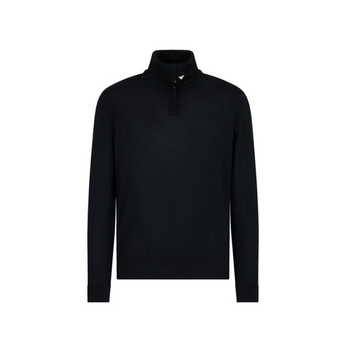 Maglione Uomo collo alto con zip Nero Emporio Armani- Francavilla Moda